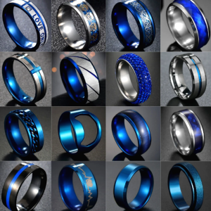 Bague Acier Bleu 13