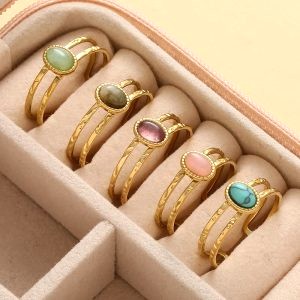 Bague Acier Inoxydable Avec Pierre 2