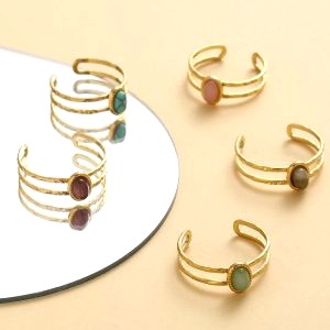 Bague Acier Inoxydable Avec Pierre