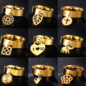 Bague Avec Pendentif Acier Inoxydable 12